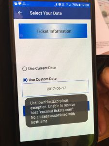 smart phone ticket scanning route error